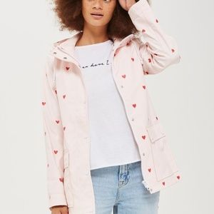 Topshop Love Heart Hooded Rain Mac